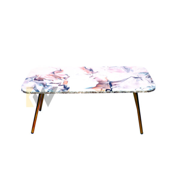 Marble Textured Table Top With Sleek Legs