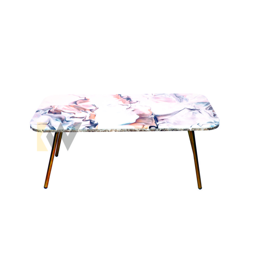 Marble Textured Table Top With Sleek Legs