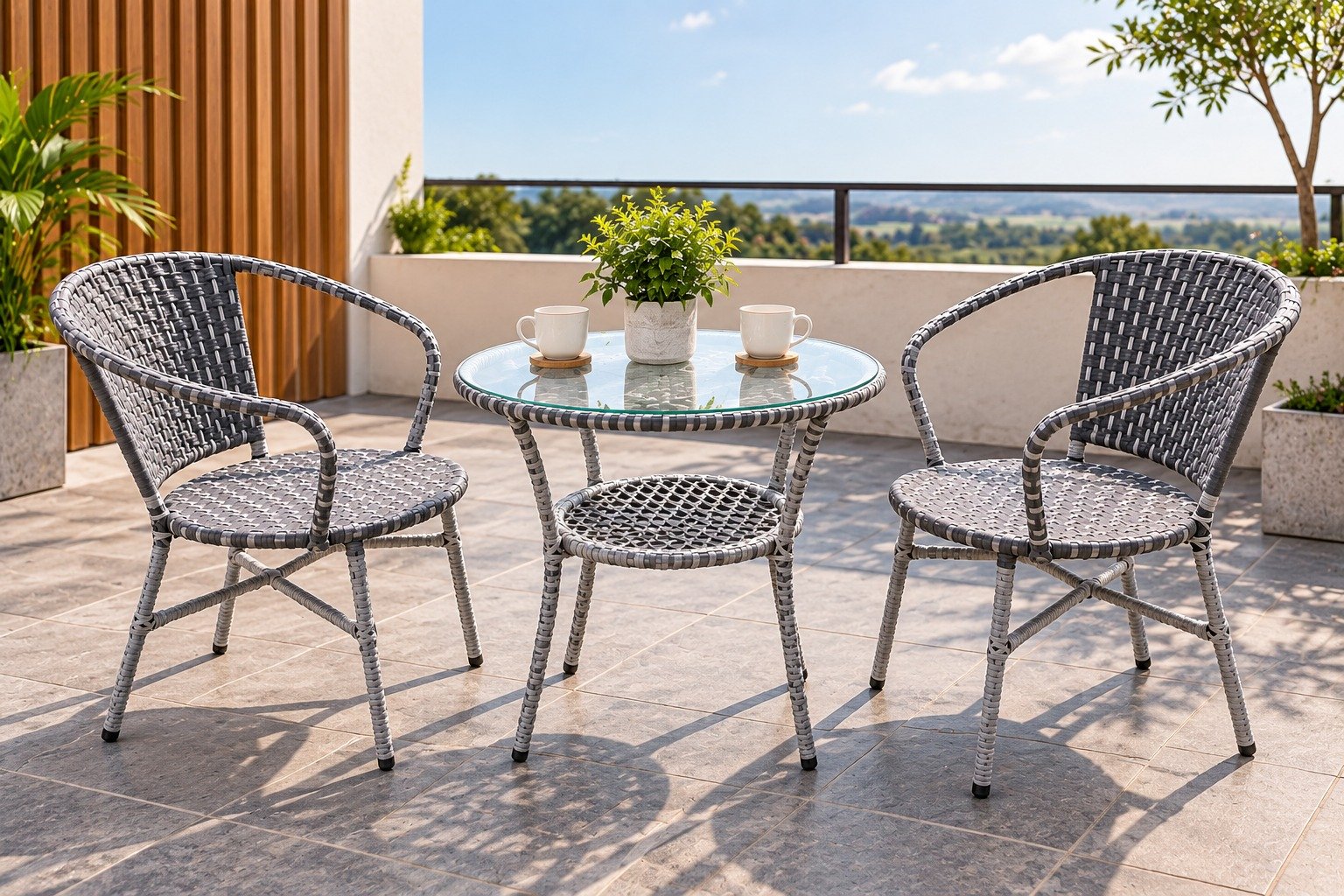 Korex 3 Piece Outdoor Bistro Set for Patio, Garden & Terrace