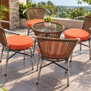 Korex 5 Piece Outdoor Patio Dining Set for Garden, Balcony & Terrace