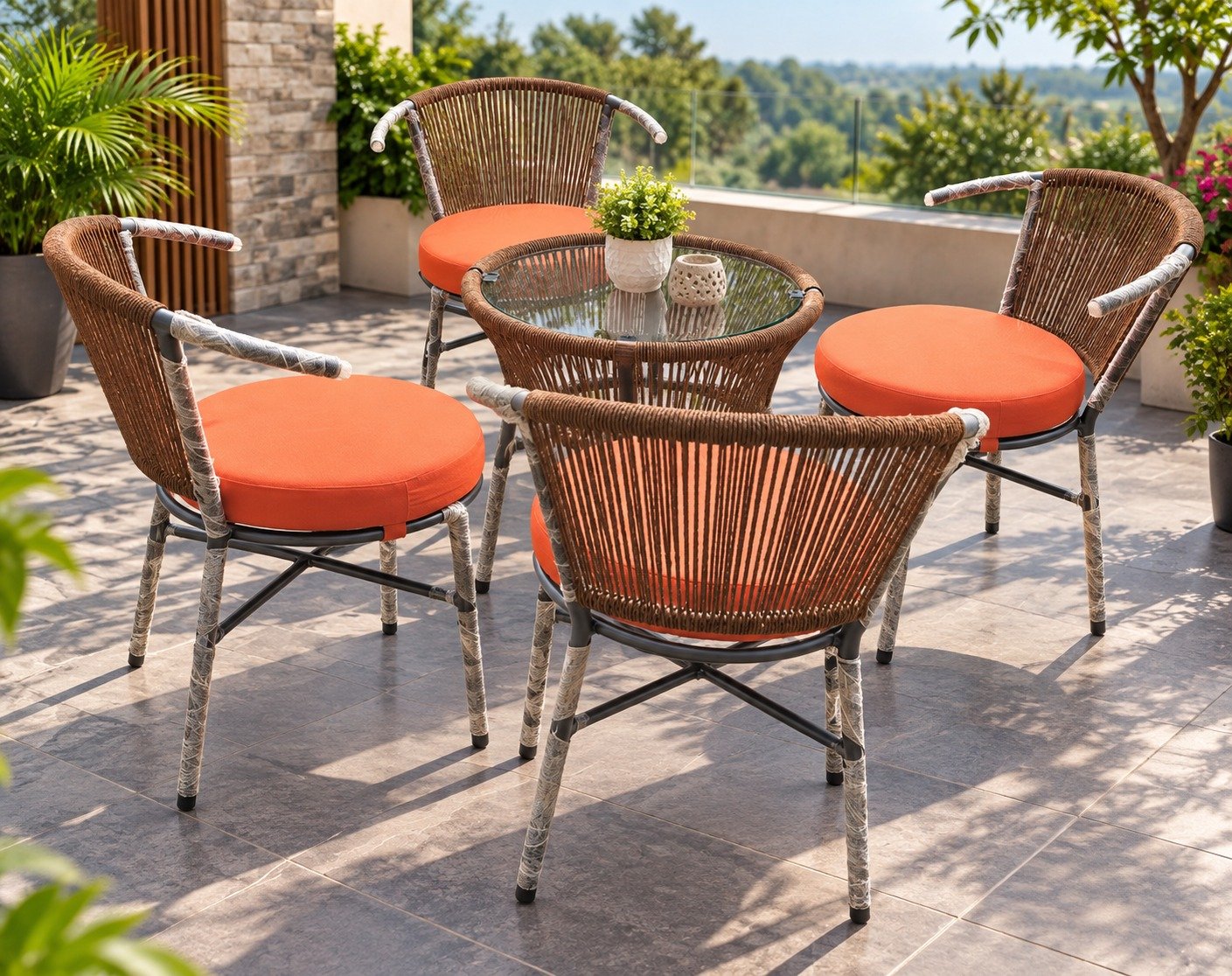 Korex 5 Piece Outdoor Patio Dining Set for Garden, Balcony & Terrace