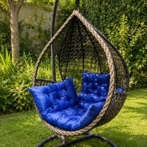 Korex Teardrop Hanging Swing Chair with Stand - Outdoor Jhula for Garden & Balcony