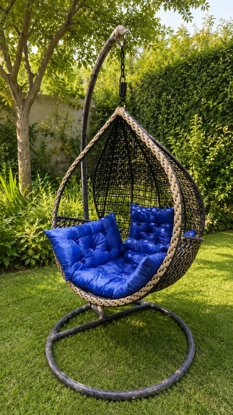 Korex Teardrop Hanging Swing Chair with Stand - Outdoor Jhula for Garden & Balcony