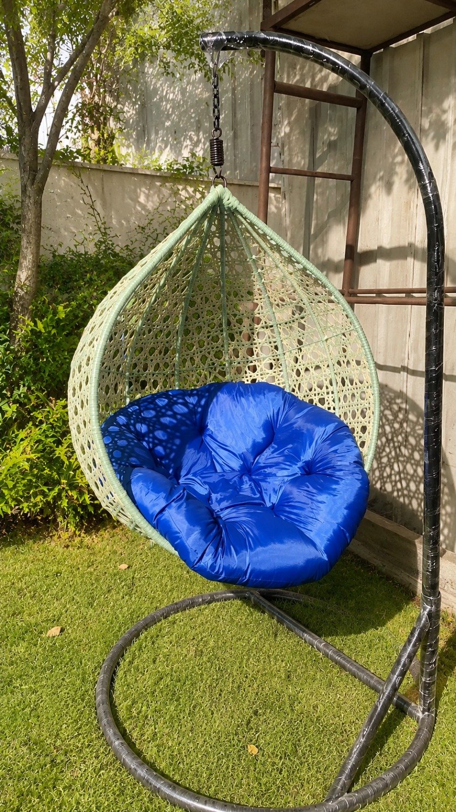 Egg Shaped Hanging Swing Chair with Stand - Outdoor Jhula for Garden, Balcony & Indoor