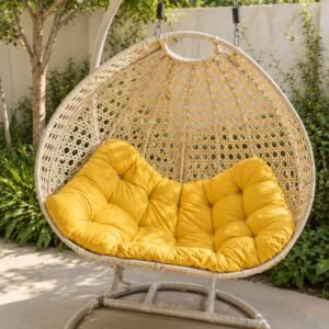 2 Seater Double Egg Swing Chair with Stand - Hanging Jhula for Garden & Balcony