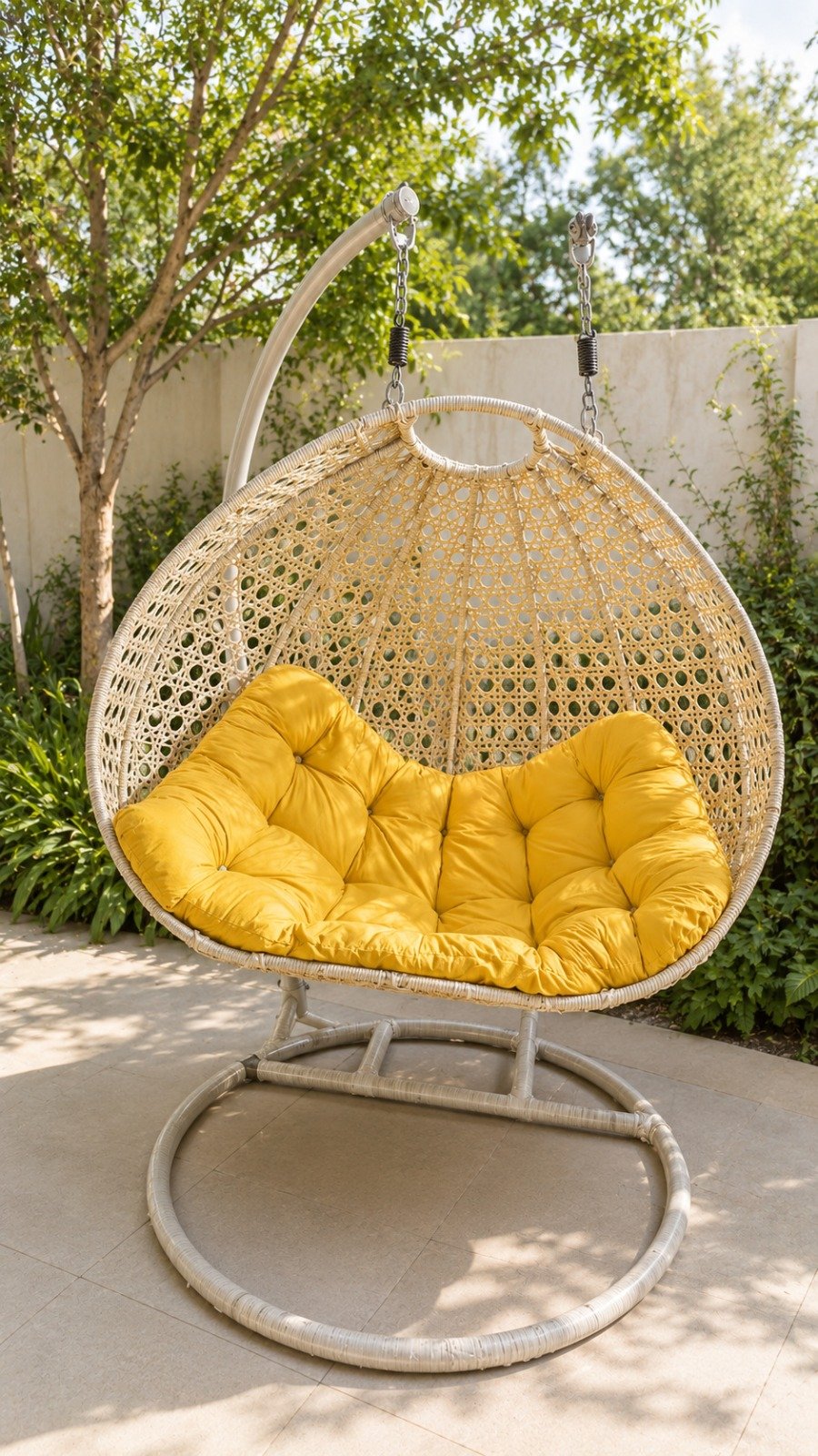 2 Seater Double Egg Swing Chair with Stand - Hanging Jhula for Garden & Balcony